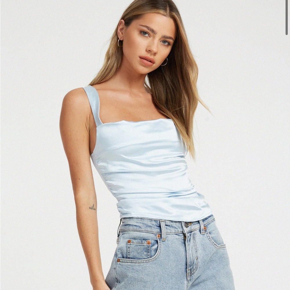MotelRocks Satin Ice Blue Top